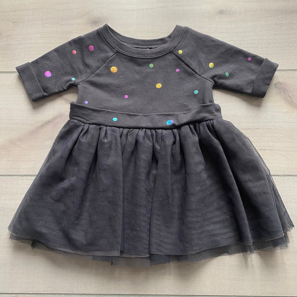 Old Navy Gray Sweatshirt Tulle Dot Dress