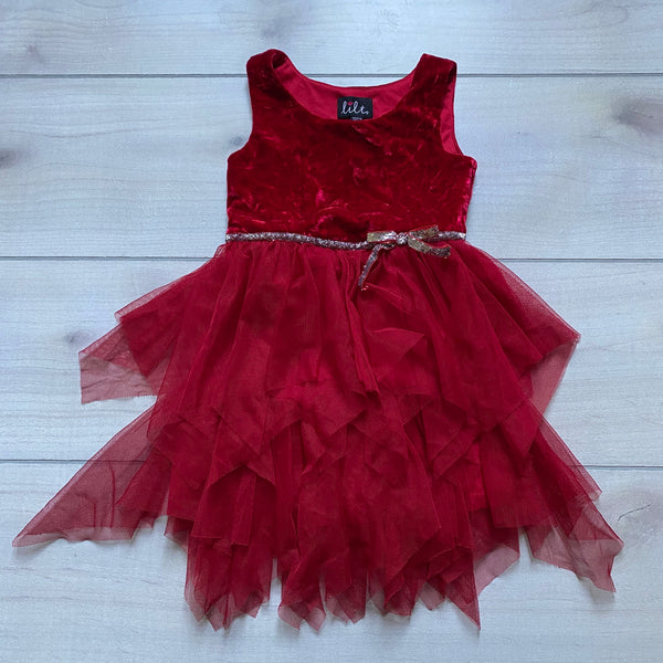 Lilt Red Velour & Tulle Dress
