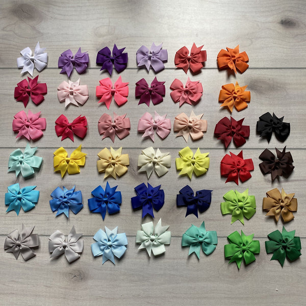 NEW 3" Wide Solid Color Hair Clip Bows - Sweet Pea & Teddy