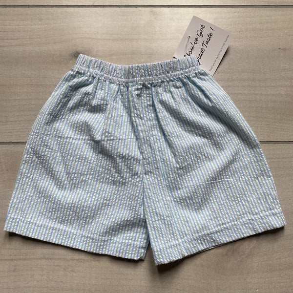 NEW Boutique Brand Green Aqua Striped Seersucker Shorts - Sweet Pea & Teddy