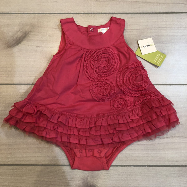NEW Petit Lem Bright Pink Ruffle Onesie Dress - Sweet Pea & Teddy