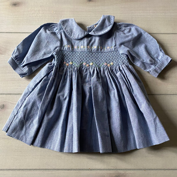 Smocked By Lauren Elaine Blue Floral Dress