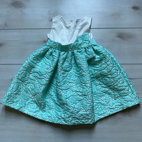 Gymboree White & Aqua Lattice Bottom Dress