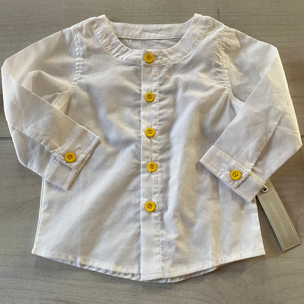 NEW Sasha & Lucca White Yellow Button Long Sleeve Shirt
