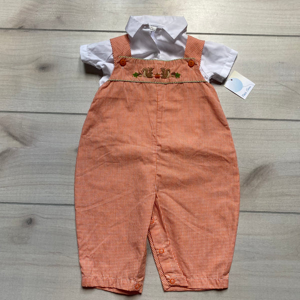 NEW Petit Ami Squirrel Embroidered Smocked Romper