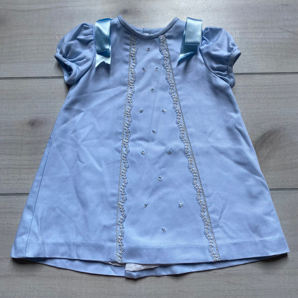 Luli & Me Blue Bow Button Back Dress