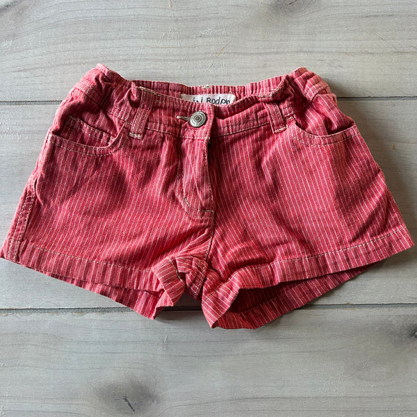 Mini Boden Fine Stripe Interior Adjustable Button Tab Waist Shorts