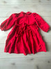 Carriage Boutiques Red Floral Collared Smocked Corduroy Dress