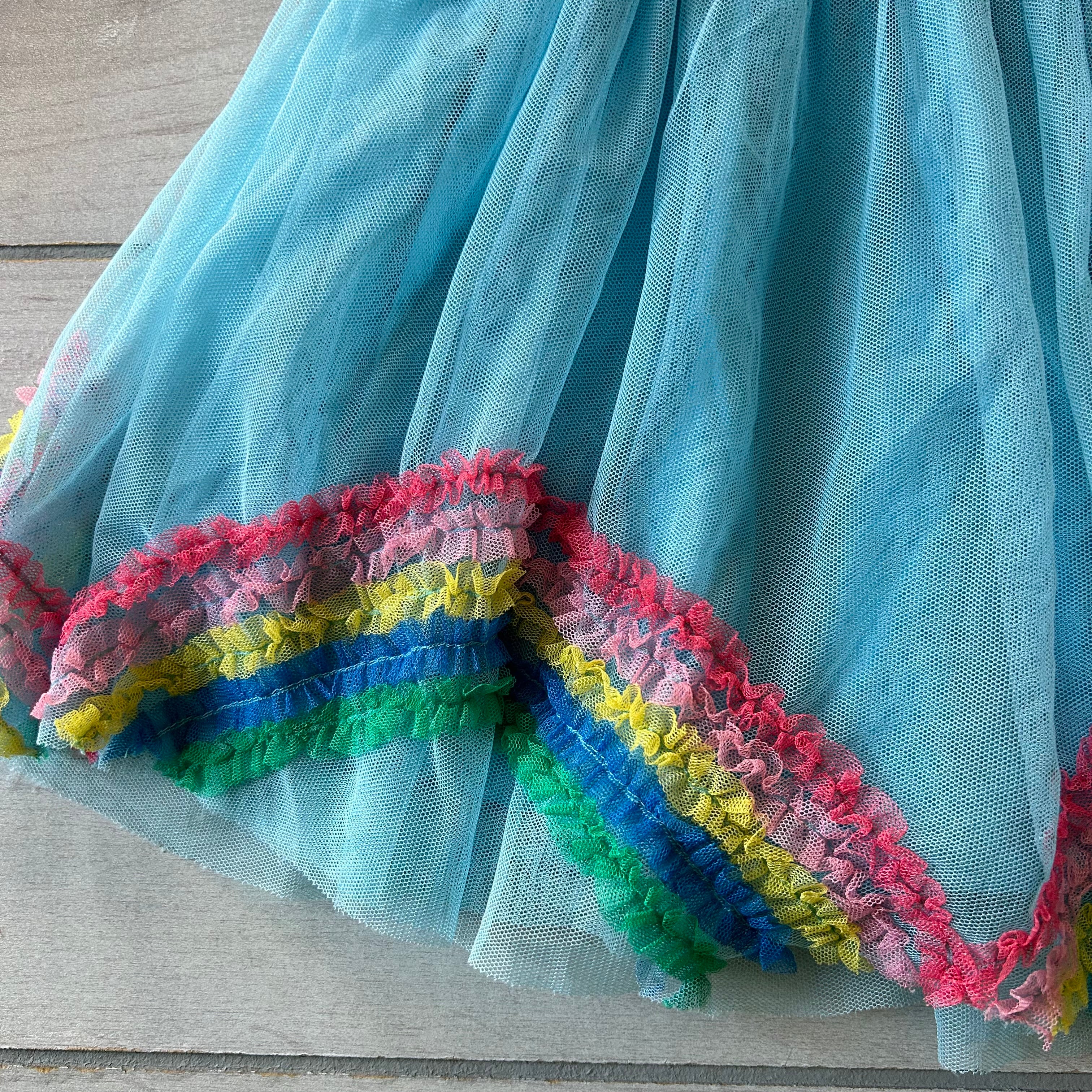 mini boden rainbow tulle dress Jersey Tulle Mix Dress - Misty Blue Rainbow