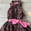 NWT Vanilla Creme Brown & Pink Eyelet Dress