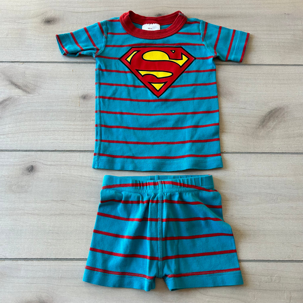 Hanna Andersson Superman Superhero Organic Cotton Short John Pajama Set