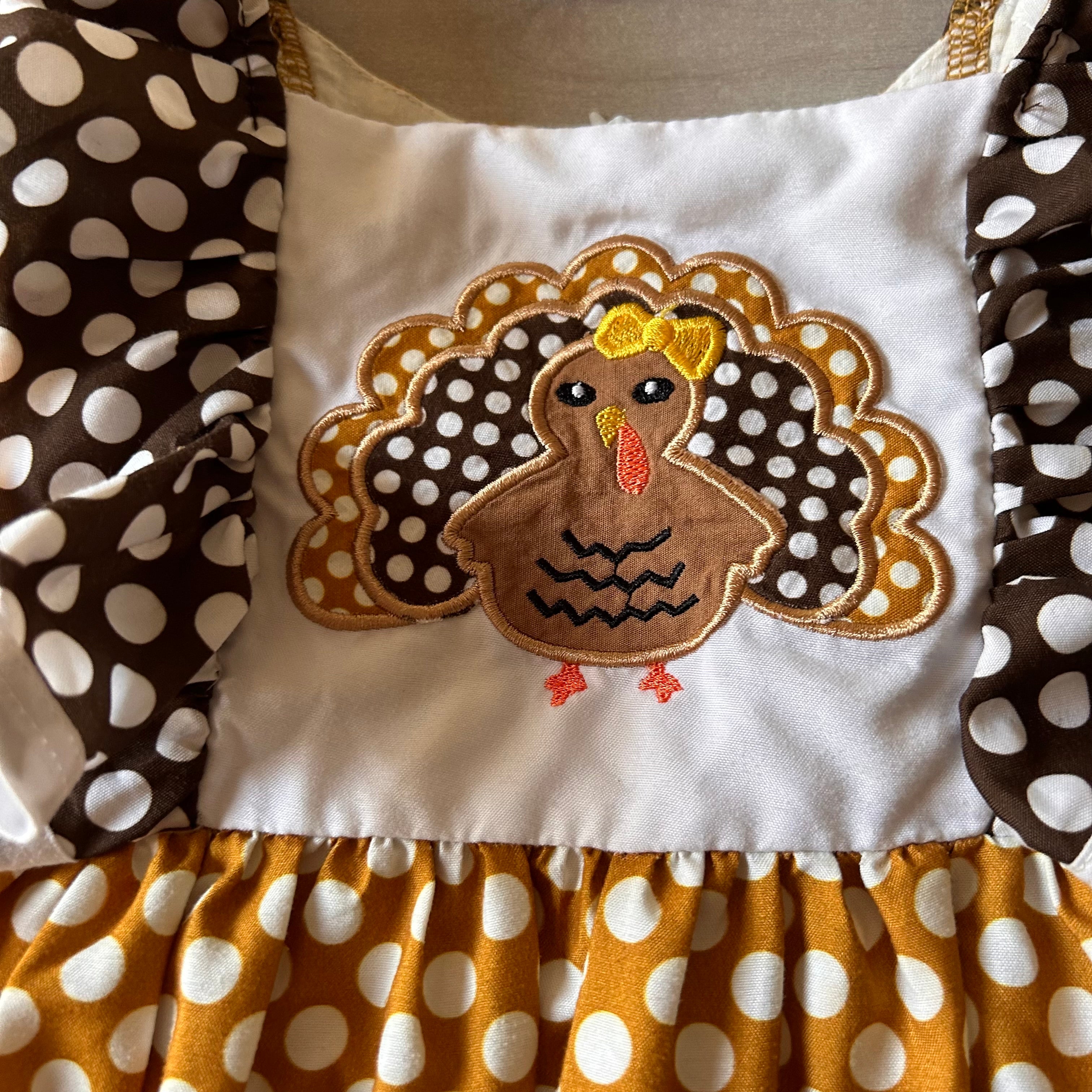 The Ruffled Rose Turkey Embroidered Dot Dress Sweet Pea & Teddy The Ruffled Rose Turkey Embroidered Dot Dress Sweet Pea & Teddy