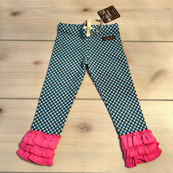 NWT Matilda Jane Strike A Pose Blue Gingham Ruffle Legging