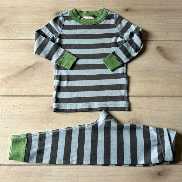 Hanna Andersson Blue & Gray Striped Organic Cotton Pajama Set