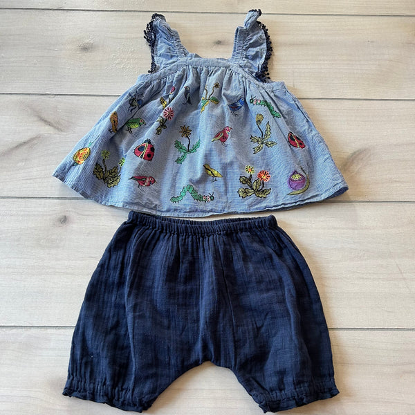 Next Embroidered Navy Animal Outfit
