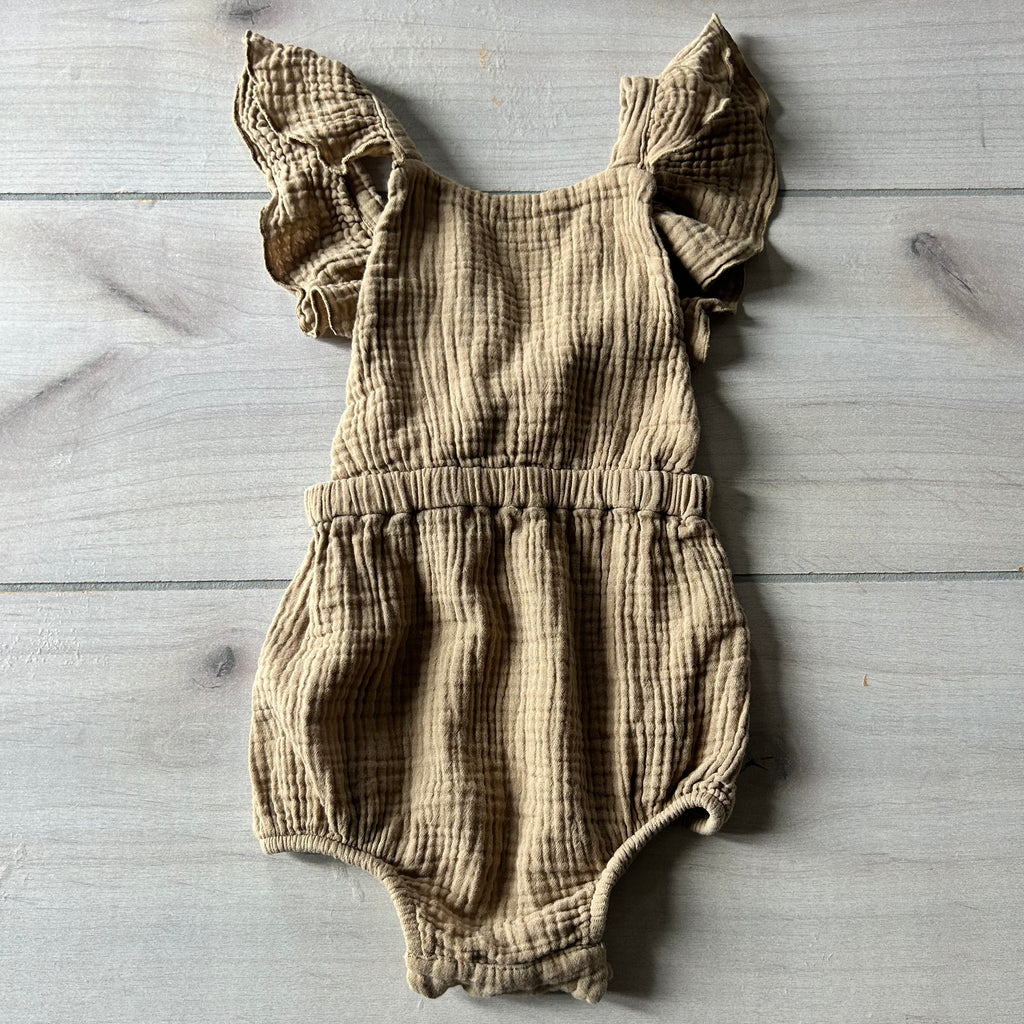 The Simple Folk Brown Crossback Muslin Cotton Romper