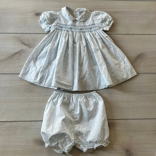 Petit Ami Blue Floral Dress & Bloomer
