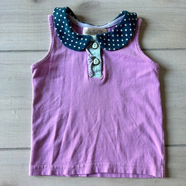 Matilda Jane Purple Tank Top with Polka Dot Collar