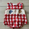 Baseball Smocked Gingham Bubble Romper