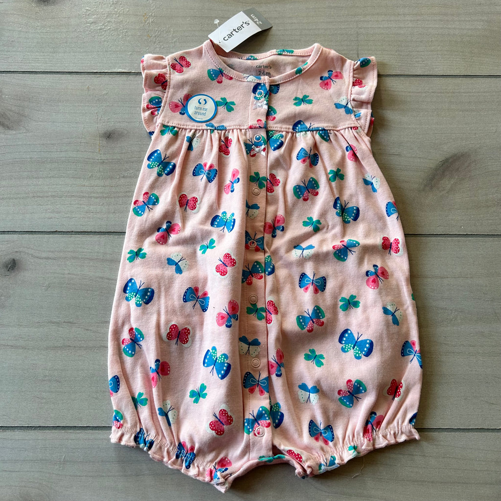 NWT Carter's Pink Butterfly Bubble Romper