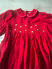 Carriage Boutiques Red Floral Collared Smocked Corduroy Dress