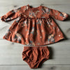 Easy Peasy Brown Floral Sweatshirt Dress & Bloomer