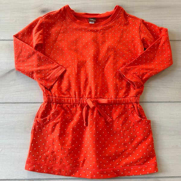 Tea Collection Red Polka Dot Cotton Sweatshirt Tunic Shirt