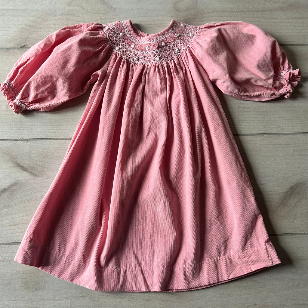 Mom & Me Pink Corduroy Smocked Dress