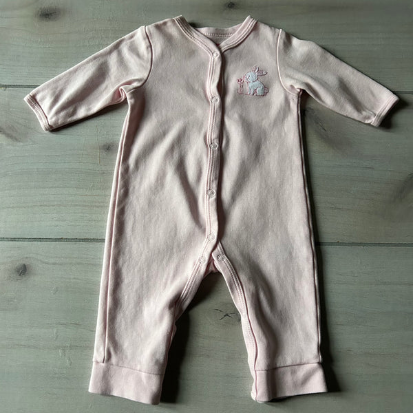 NWOT Little Me Pink Bunny Applique Snap Front Romper