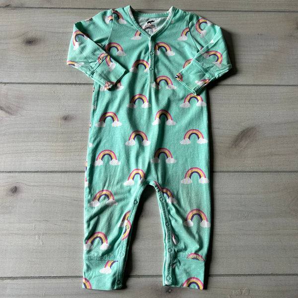 Monica & Andy Organic Cotton Rainbow Print Snap Front Romper