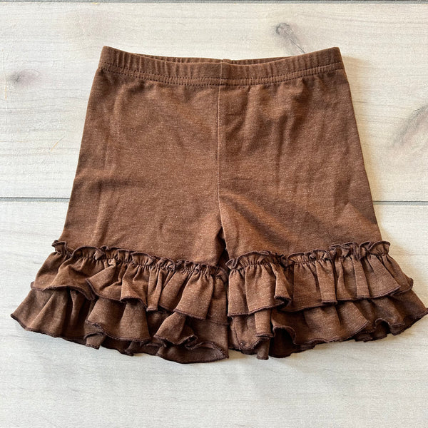 Adorable Essentials Brown Ruffle Shorts