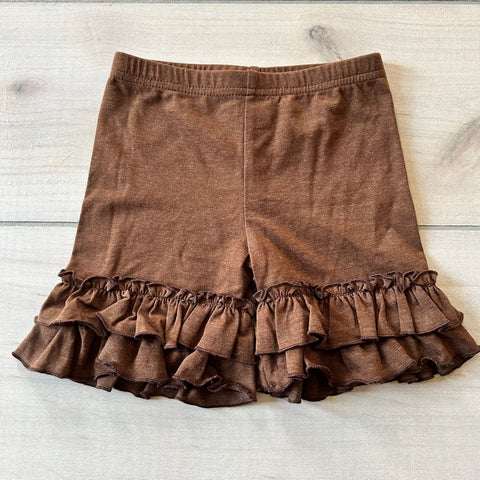 Adorable Essentials Brown Ruffle Shorts