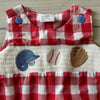 Baseball Smocked Gingham Bubble Romper