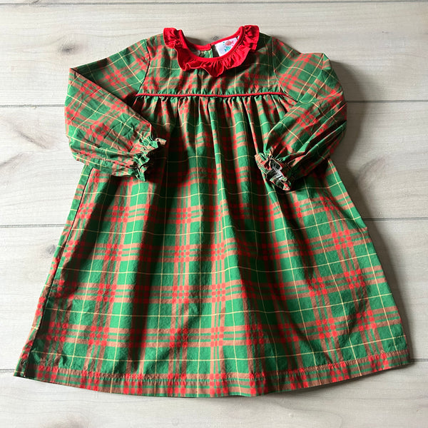 Stitchy Fish Red & Green Plaid Holiday Dress