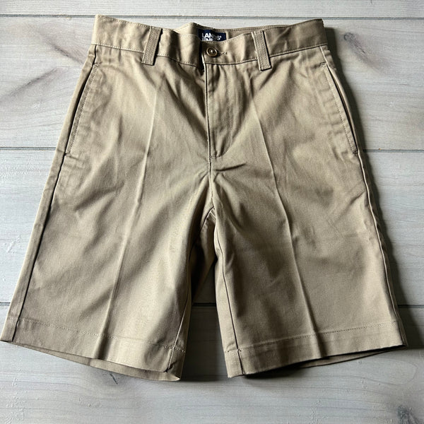 NWOT Land's End Pleated Front Interior Adjustable Button Tab Khaki Shorts