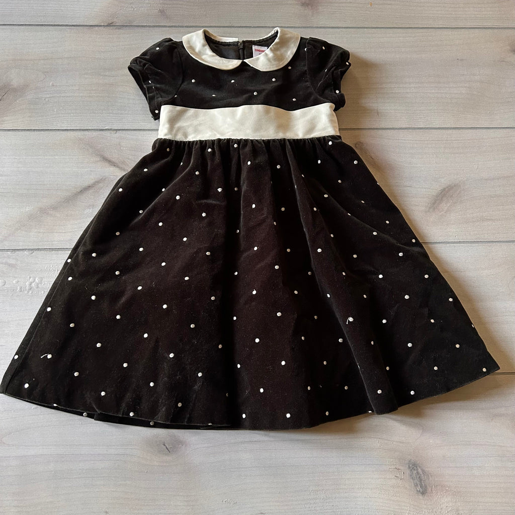 Gymboree Black & Cream Dot Velour Dress