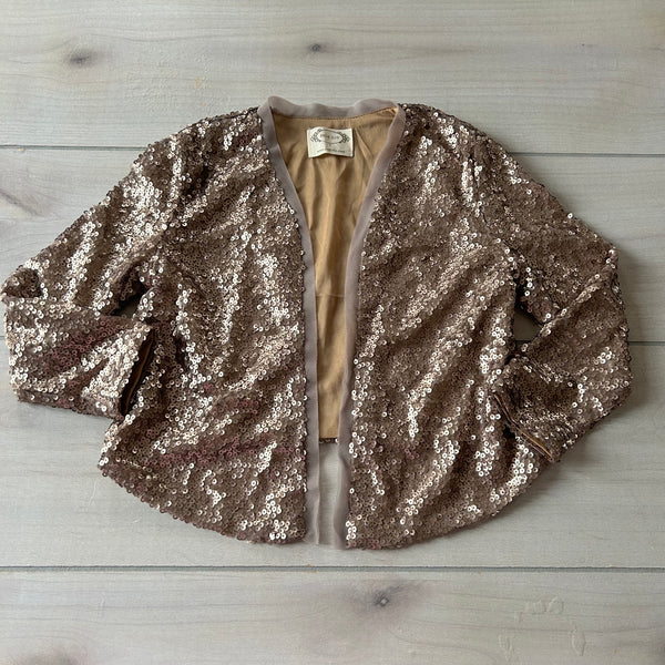 Joyfolie Mia Joy Gold Sequins Open Cardigan