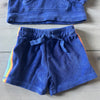 Hanna Andersson Blue Side Stripe Terry Towelling Short Outfit