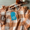NWT Mud Pie 100% Cotton Orange Muslin Romper & Headband