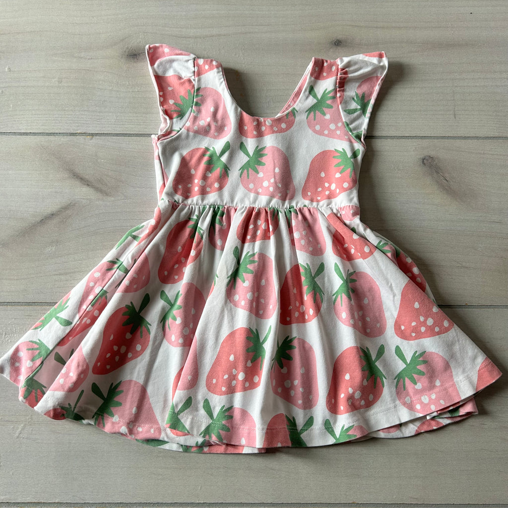 Monica & Andy Strawberry Print Organic Cotton Dress