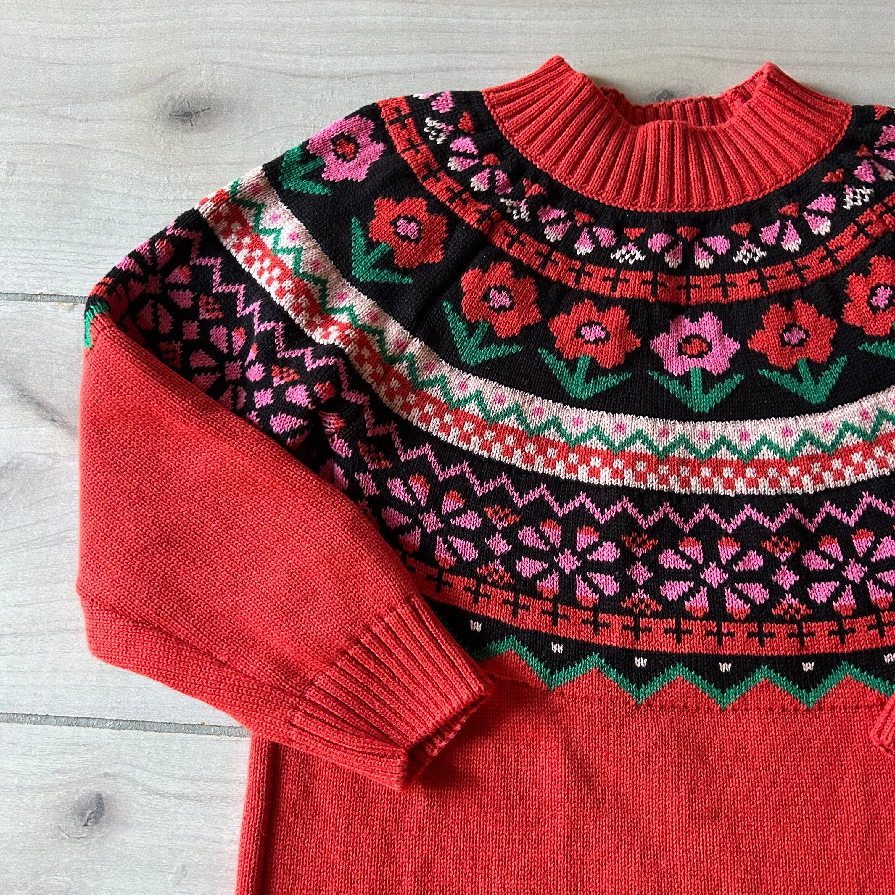 Hanna Andersson Red Floral Sweater Dress Sweet Pea & Teddy Hanna Andersson Red Floral Sweater Dress Sweet Pea & Teddy