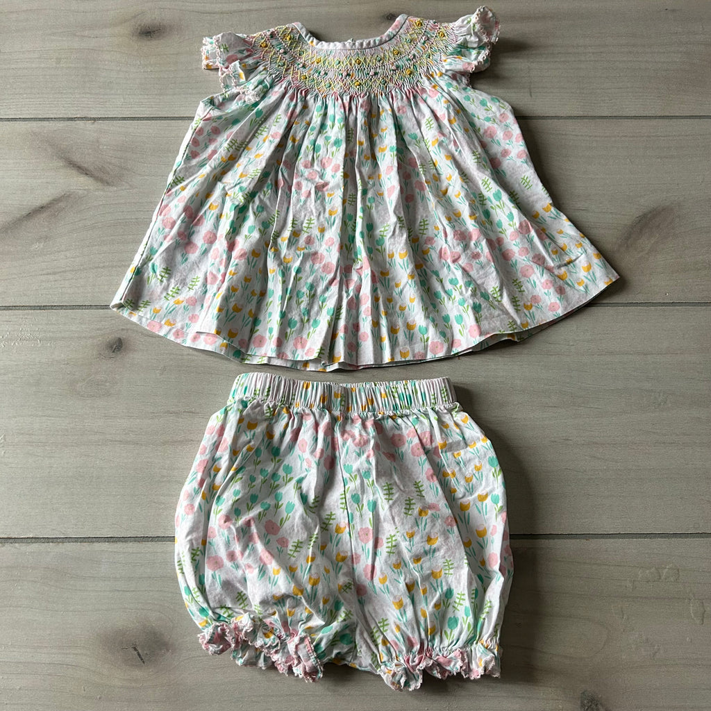 Delaney Tulip Pattern Smocked Dress & Bloomer