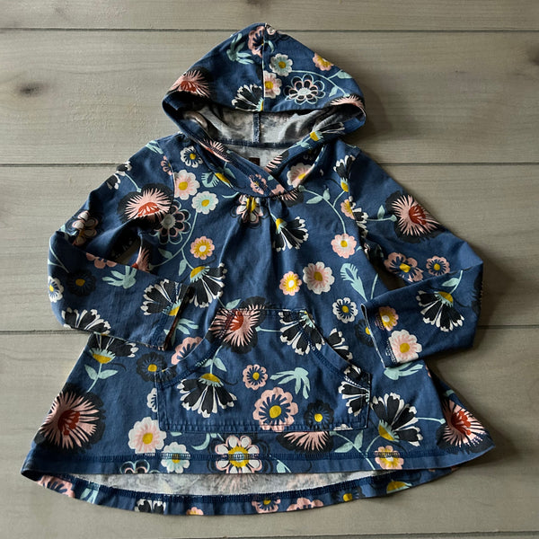 Tea Collection Blue Floral Hooded Top