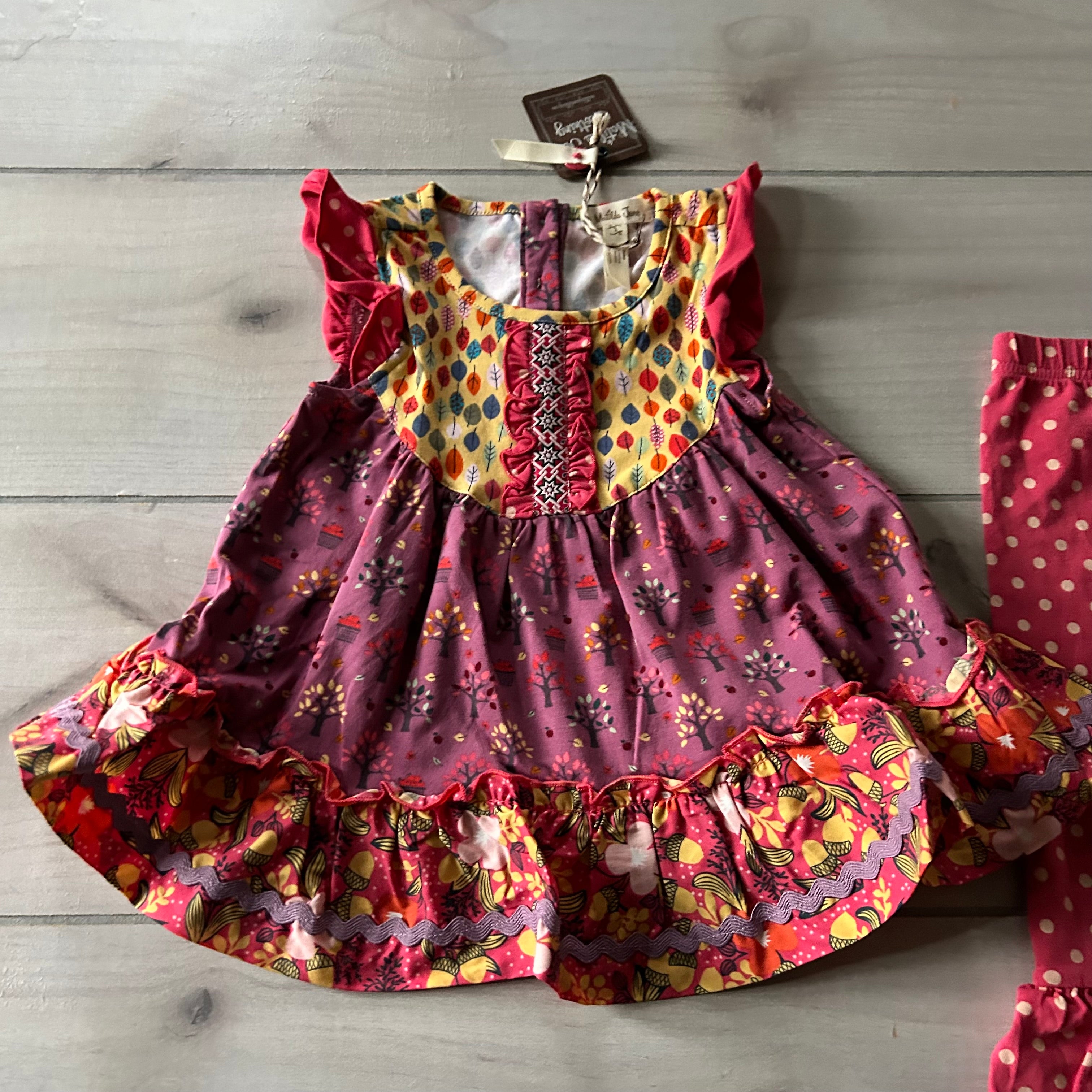 NWT Matilda Jane Pink Acorn Polka Dot Leaf Outfit Sweet Pea & Teddy NWT Matilda Jane Pink Acorn Polka Dot Leaf Outfit Sweet Pea & Teddy