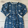 NWT Kickee Pants Anchor Pattern Back Flap Bamboo Sleeper Romper