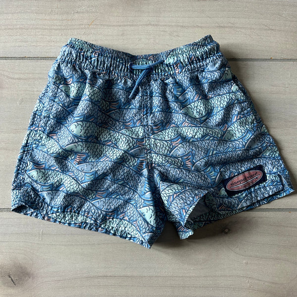 Vineyard Vines Fish Pattern Drawstring Waist Swim Trunks