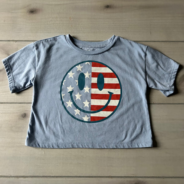 Mad Engine Girls Patriotic Smiley Face Tee Shirt
