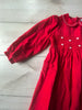 Carriage Boutiques Red Floral Collared Smocked Corduroy Dress