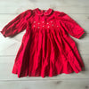 Carriage Boutiques Red Floral Collared Smocked Corduroy Dress