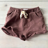 Jamie Kay Brown Drawstring Ruffle Bottom Organic Cotton Shorts